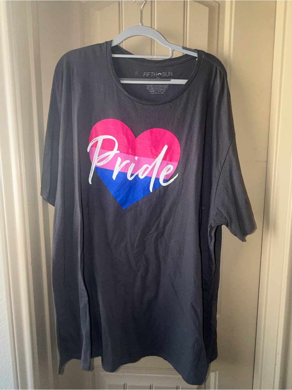 Fifth Sun Charcoal Bi Pride Heart Graphic Tee